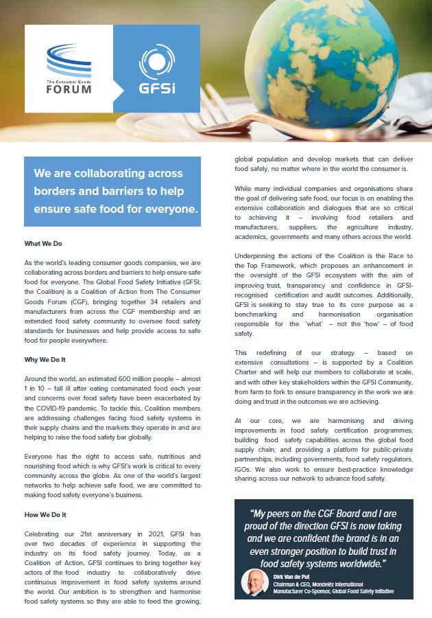 GFSI Coalition of Action One-Pager